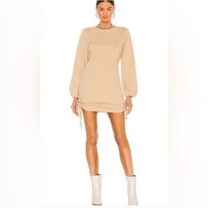 Micheal Costello X Revolve Julianna mini Fleece Dress in Taupe Size Small